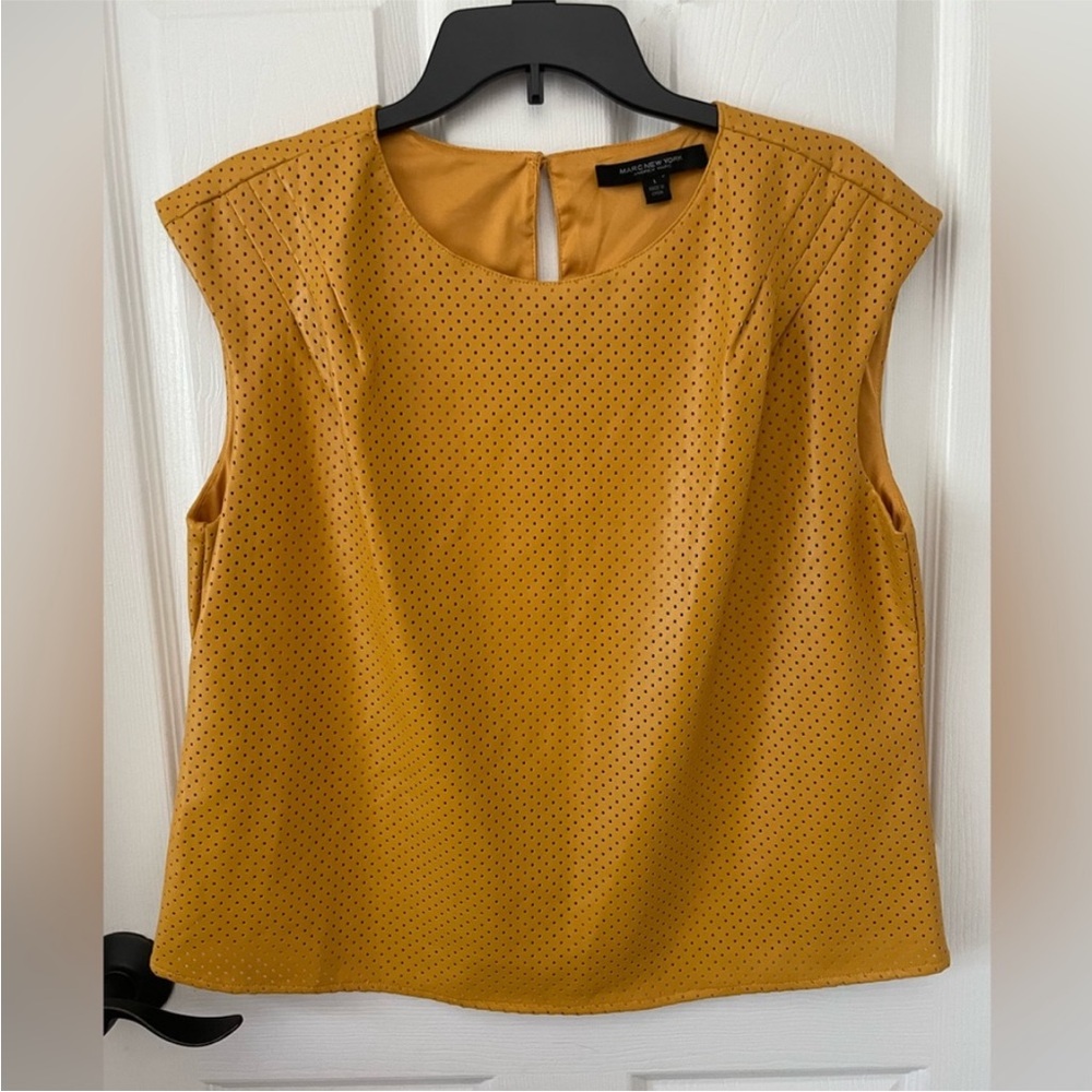 Andrew Marc New York Faux Leather Top, Size L